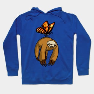 Lazy Sloth And Butterfly Funny Forest Nature Hoodie